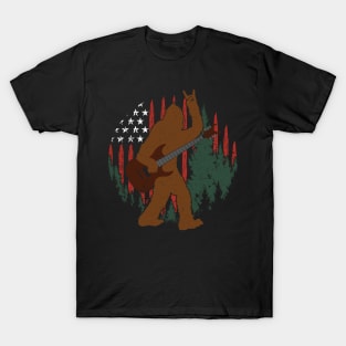 bigfoot rock and roll - bigfoot american flag T-Shirt